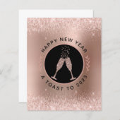 Rose Gold Champagner Toast Neujahrskarte (Vorne/Hinten)