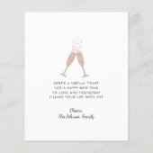 Rose Gold Champagner Toast Neujahrskarte (Rückseite)