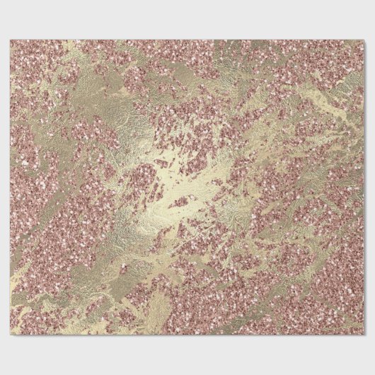 Rose Gold Champaigne Glitzer Marble Metalle Strich Geschenkpapier (Flach)