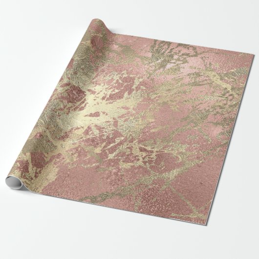 Rose Gold Champaigne Marble Shiny Metallic Strokes Geschenkpapier (Ungerollt)