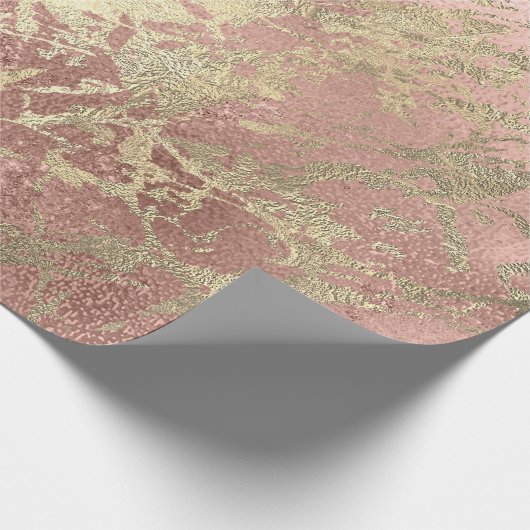 Rose Gold Champaigne Marble Shiny Metallic Strokes Geschenkpapier (Ecke)
