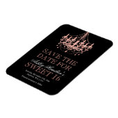 Rose Gold Chandelier Sweet 16 Save the Date Magnet (Linke Seite)