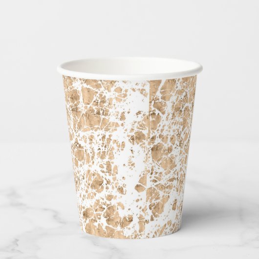 Rose Gold chaotische Marmorgrafik Pappbecher (Rückseite)