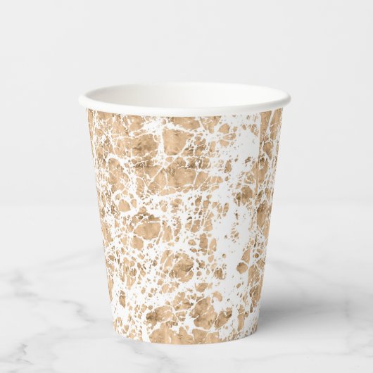 Rose Gold chaotische Marmorgrafik Pappbecher (Vorderseite)