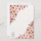 Rose Gold Charra Floral Boots Quinceañera Einladung (Rückseite)