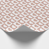 Rose Gold Checkerboard Herzmuster Valentine Geschenkpapier (Ecke)