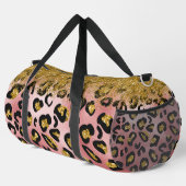 Rose Gold Cheetah Print mit Gold Glitzer Look Duffle Bag (Rechte Ecke)