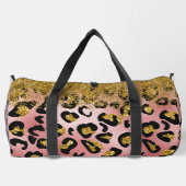 Rose Gold Cheetah Print mit Gold Glitzer Look Duffle Bag (Rückseite)
