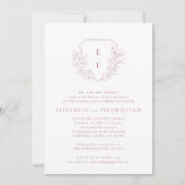 Rose Gold Cherry Blüten Wappen Monogramm Hochzeit Einladung (Vorderseite)