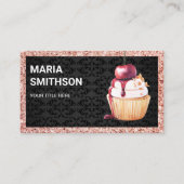 Rose Gold Cherry Cupcake Konditorei Koch Bäckerei Visitenkarte (Vorderseite)