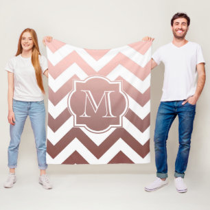 Rose Gold Chevrons Monogram Fleecedecke