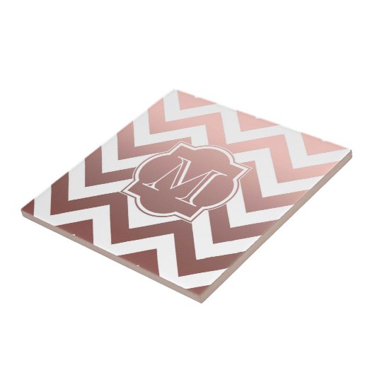 Rose Gold Chevrons Monogram Fliese (Seite)