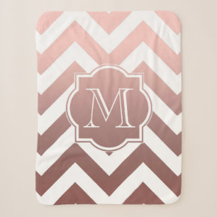 Rose Gold Chevrons Monogram Sherpadecke