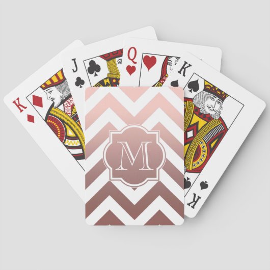 Rose Gold Chevrons Monogram Spielkarten (Rückseite)