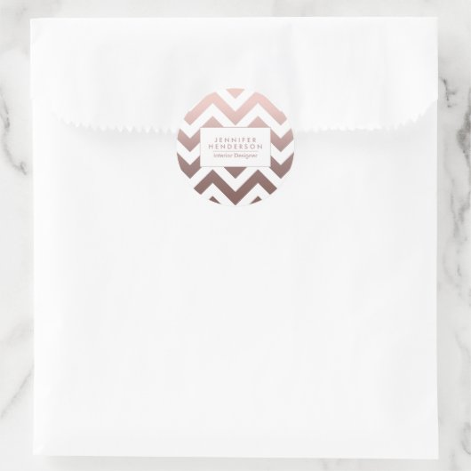 Rose Gold Chevrons Runder Aufkleber (Tasche)