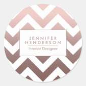 Rose Gold Chevrons Runder Aufkleber (Vorderseite)