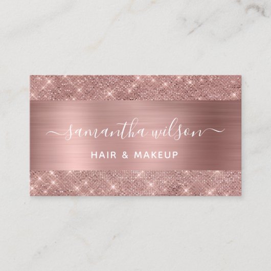Rose Gold Chic Friseurkarte Visitenkarte (Vorderseite)