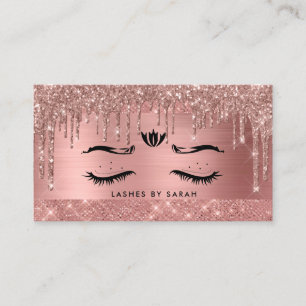 Rose Gold Chic Glitzer Tropfen Lashes Visitenkarte