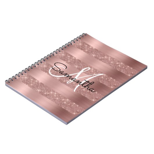 Rose Gold Chic Monogram Notizblock (Linke Seite)
