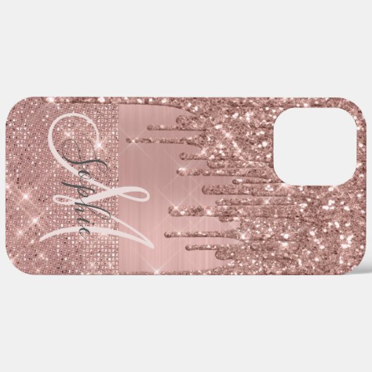 Rose Gold Chic Monogramm Case-Mate iPhone Hülle (Rückseite / Rechts)
