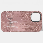 Rose Gold Chic Monogramm iPhone Hülle (Rückseite (Horizontal))
