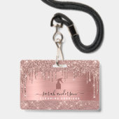 Rose Gold Chic Reinigungsservice Ausweis (Front with Lanyard)