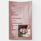 Rose Gold Chic Tropfen Quinceanera Banner (Vertikal)