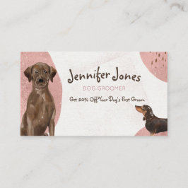 Rose Gold Chocolate Watercolor Dog Groomer Visitenkarte