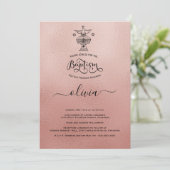 Rose Gold Christening Taufe Einladung (Stehend Vorderseite)