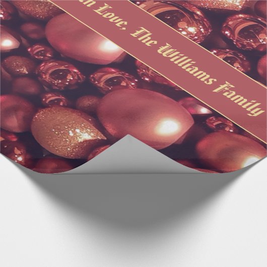 Rose Gold Christmas Baubles Muster Hinzufügen Geschenkpapier (Ecke)