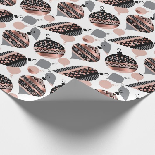 Rose Gold Christmas Ornaments  Geschenkpapier (Ecke)