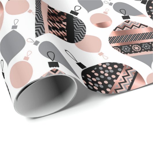 Rose Gold Christmas Ornaments  Geschenkpapier (Rolleneckpunkt)