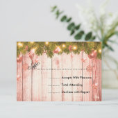 Rose Gold Christmas RSVP Tree & Ribbon Karte (Stehend Vorderseite)