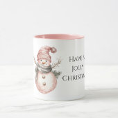 Rose Gold Christmas Snowman Tasse (Zentrum)
