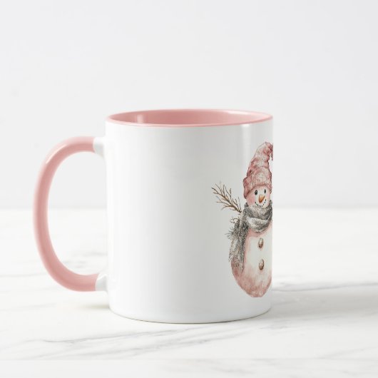 Rose Gold Christmas Snowman Tasse (Links)