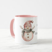 Rose Gold Christmas Snowman Tasse (Vorderseite Links)