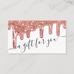 Rose Gold Chunky Glitzer Tropfen Geschenkgutschein Visitenkarte