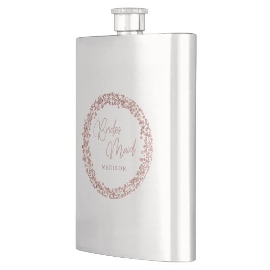 Rose Gold Circle Frame Hochzeitshilfe Flachmann (Links)