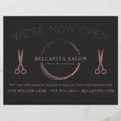 Rose Gold Circle Salon Logo jetzt geöffnet Flyer (Hinten)