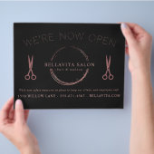 Rose Gold Circle Salon Logo jetzt geöffnet Flyer (Hand)