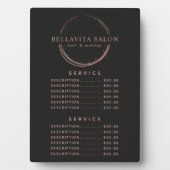 Rose Gold Circle Salon Logo Preis Menü Plaque Fotoplatte (Vorderseite)