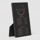 Rose Gold Circle Salon Logo Preis Menü Plaque Fotoplatte (Seite)