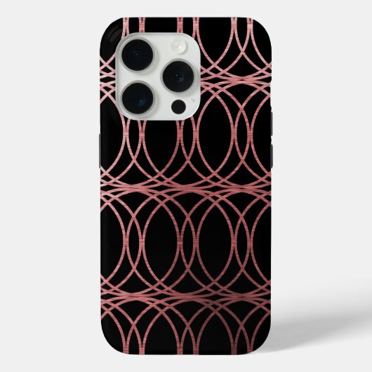 Rose Gold Circle Trellis5 auf Schwarz Case-Mate iPhone Hülle (Rückseite)