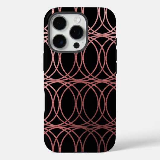 Rose Gold Circle Trellis5 auf Schwarz Case-Mate iPhone Hülle (Rückseite)