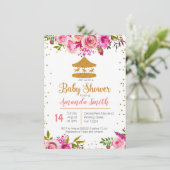 Rose Gold Circus Babydusche Einladung (Stehend Vorderseite)