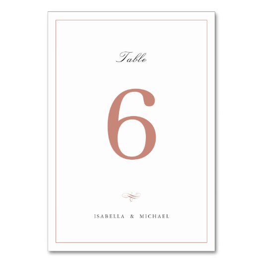 Rose Gold Classic Elegance Script Einfache Hochzei Tischnummer (Rückseite)