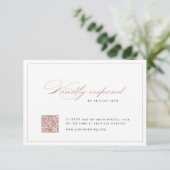 Rose gold Classic Elegance Script QR Code Hochzeit RSVP Karte (Stehend Vorderseite)
