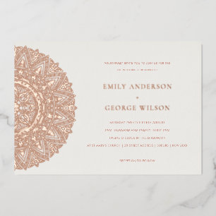Rose Gold Classic Verziert Mandala Wedding Einladu Folieneinladung