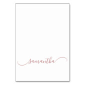 Rose Gold Classy Kurve Swash Name Platzkarten Tischnummer (Vorderseite)