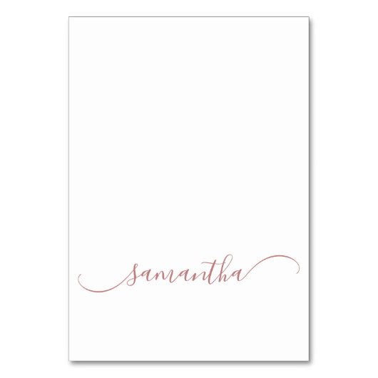 Rose Gold Classy Kurve Swash Name Platzkarten Tischnummer (Vorderseite)